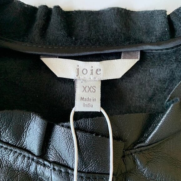 Joie Black Vegan Faux Leather Orien Flutter-Sleeve Top - Women & Juniors XXS - Picture 8 of 12